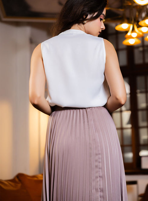 Pleated Printed Skirt